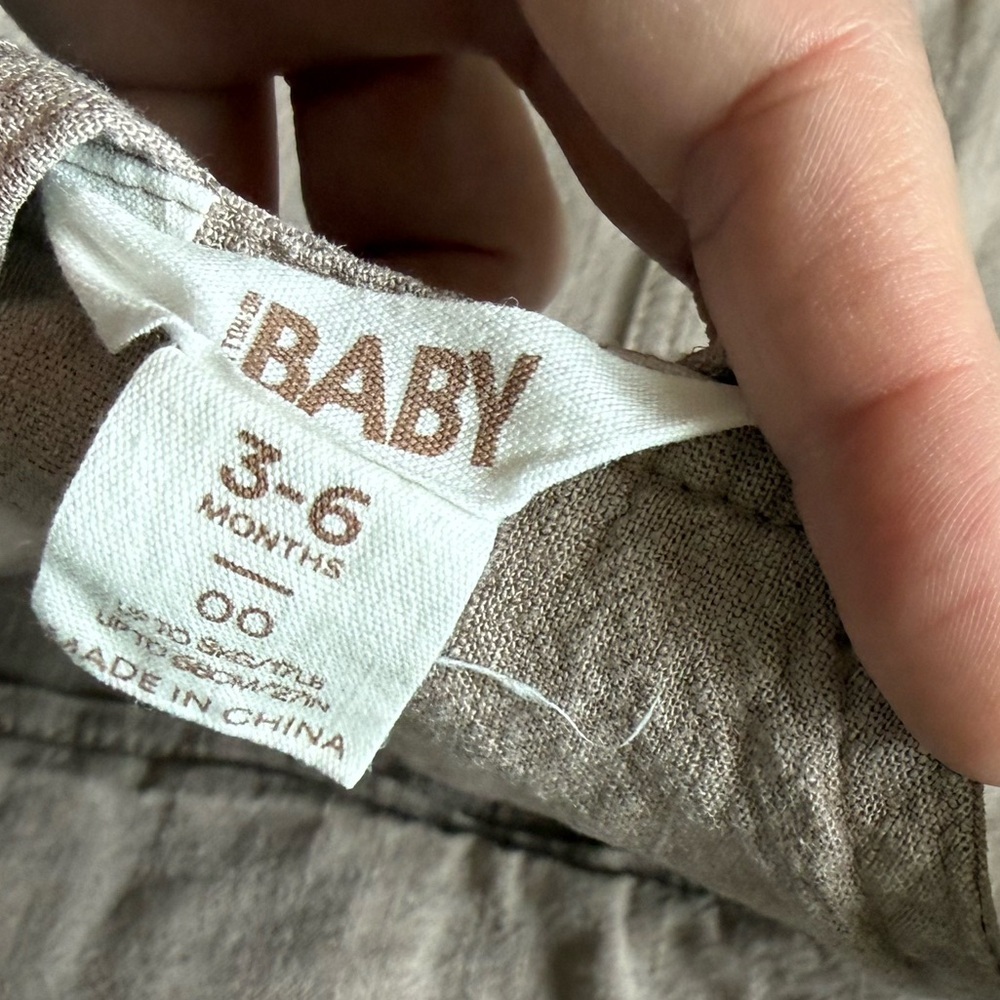 Cotton On|Baby gender neutral tan linen Romper Overalls•••Boho summer style 3/6M - Picture 6 of 6